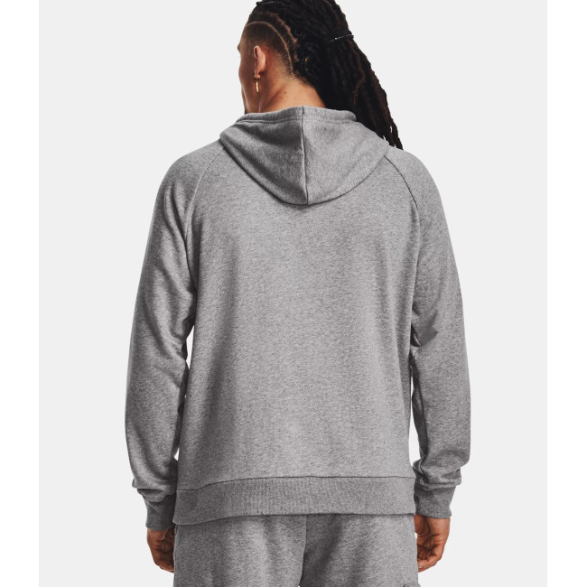 Hoodie polaire homme UA Rival - Gris Chiné / Blanc - Under Armour