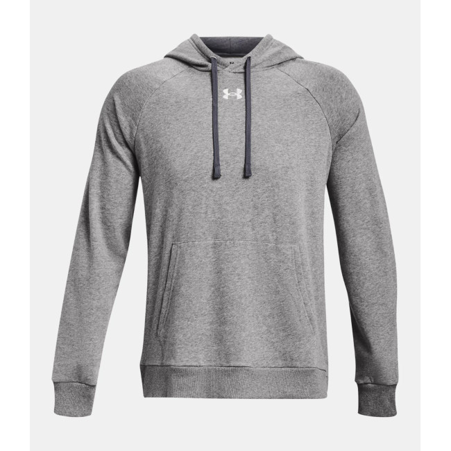 Hoodie polaire homme UA Rival - Gris Chiné / Blanc - Under Armour