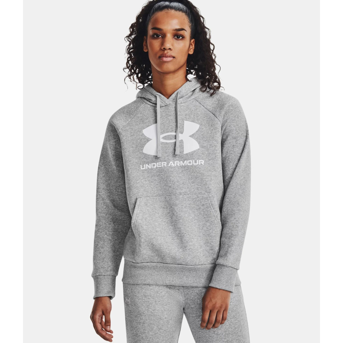 Felpa con cappuccio da donna UA Rival Big Logo Grigio Under Armour