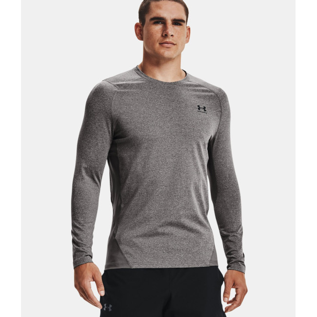 Aangesloten hoge kraag ColdGear® Armour top voor heren - Houtskool Grijs / Zwart - Under Armour
