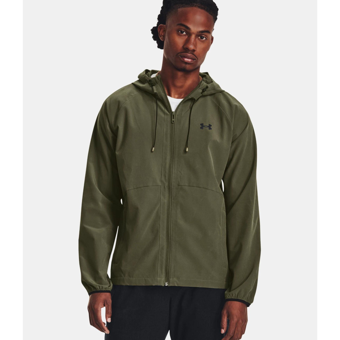 Giacca a vento da uomo UA Stretch Woven Verde Oliva Under Armour