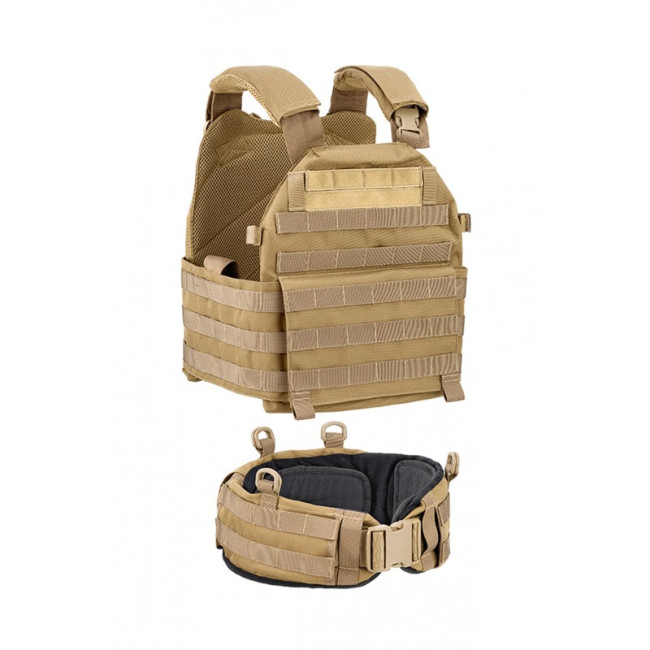 Kampfweste mit Plattenträger / MOLLE-Gürtel Coyote - Defcon 5