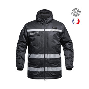 Hardshell parka met flap Sécurité Privée en HV banden WF 150 Sécu-One - Zwart - A10 Equipment