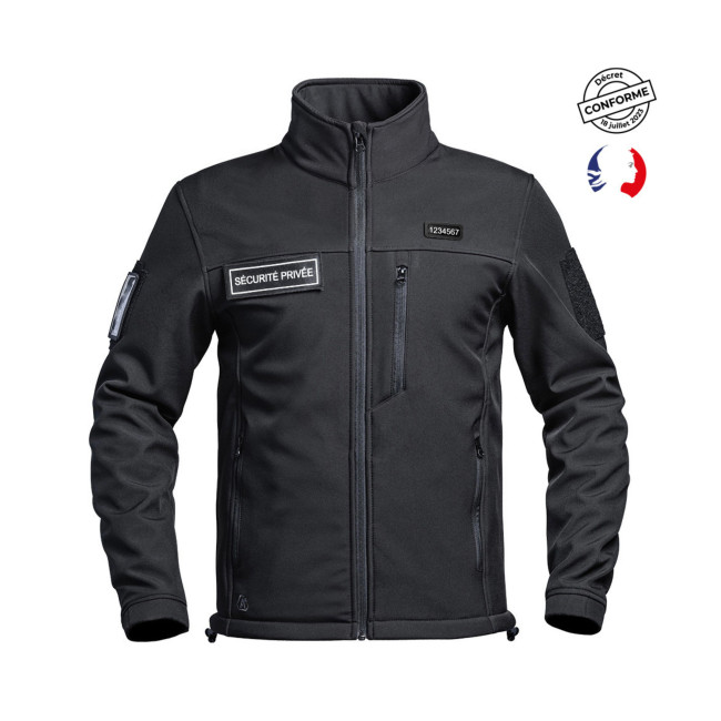 Veste Softshell Sécu-One FLAP Sécurité Privée Noir - A10 Equipment