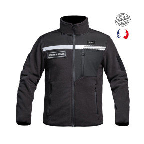Private Sicherheit Fleecejacke mit Warnstreifen Sécu-One - Schwarz - A10 Equipment