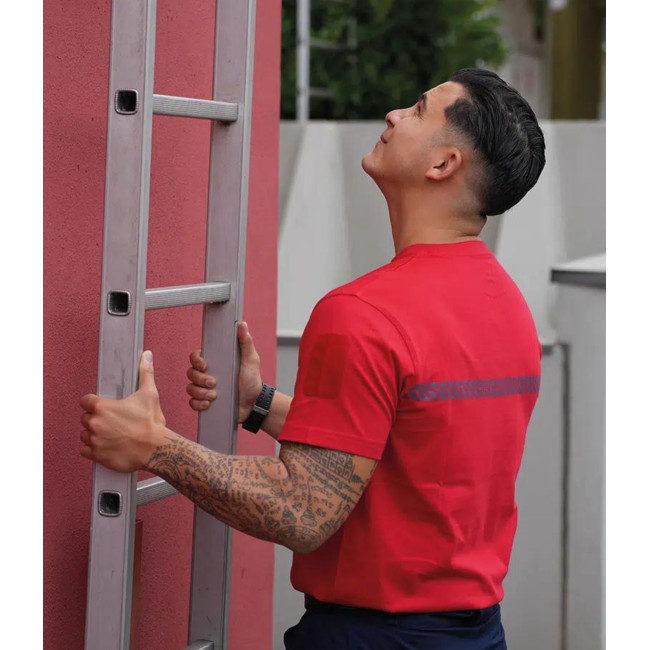 T-shirt 210g opschriften en band Brandbeveiliging Rood - Safetek by GK