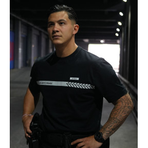 Tee Shirt 210g inscriptions et bande Sécurité Privée Noir - Safetek by GK