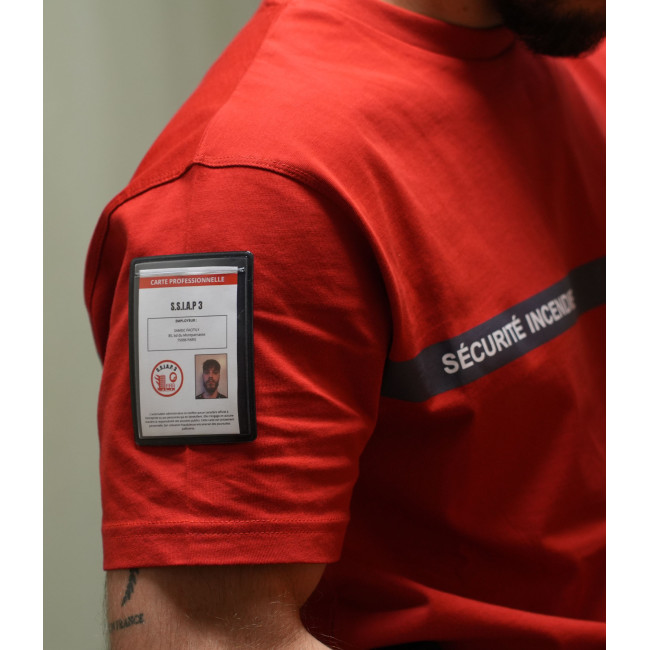 Tee Shirt 210g inscriptions et bande Sécurité Incendie Rouge - Safetek by GK