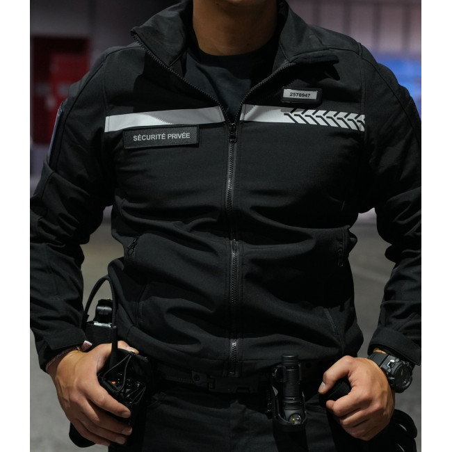 Softshell Sécurité Privée avec bande HV Noir - Safetek by GK