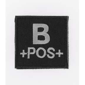 AUFNÄHER FILZ BESTICKT BLUTGRUPPE RÜCKSEITE KLETTVERSCHLUSS B POS SCHWARZ - Patrol Equipement