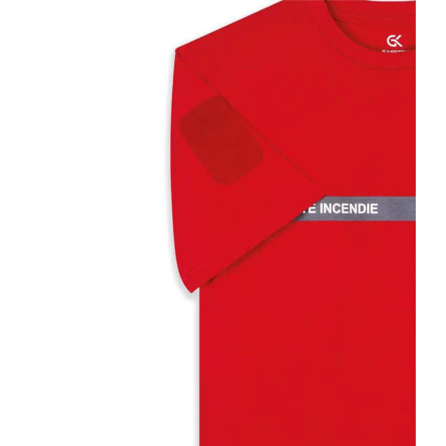 T-Shirt 210g mit Aufschriften und Feuerwehr-Streifen Rot - Safetek by GK