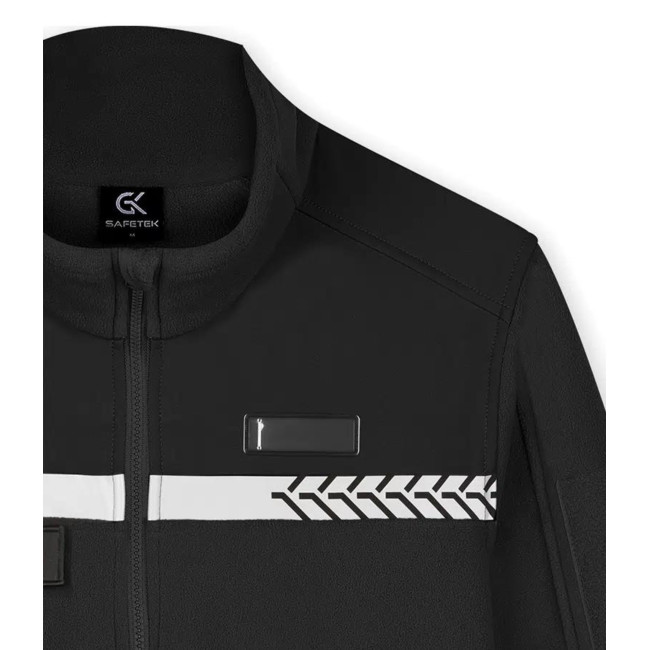 Private Sicherheit Fleecejacke mit HV-Streifen Schwarz - Safetek by GK