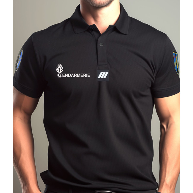 Polo Żandarmeria Departamentalna Cooldry + Velcros Czarne - Patrol Equipement