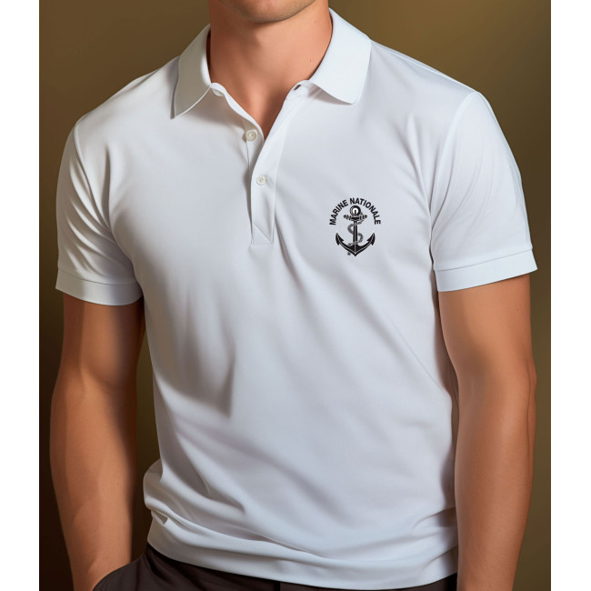 Polo blanc manches courtes Marine Nationale -Patrol Equipement