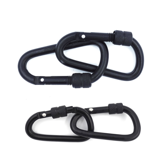 2 schwarze Aluminiumkarabiner 8 cm - Patrol Equipement