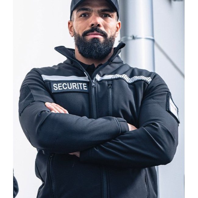 Veste Softshell Sécu-One HV-TAPE Sécurité Privée Noir - A10 Equipment