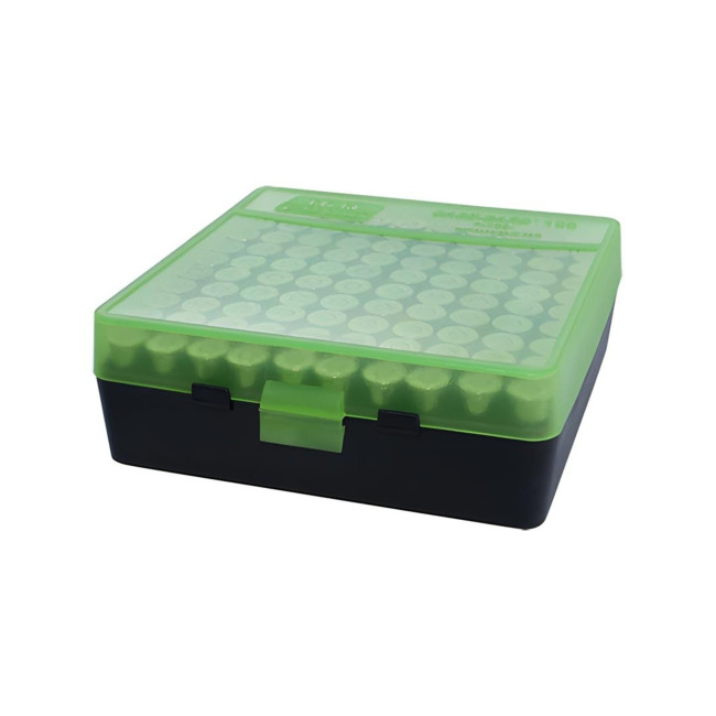 Boite munition 100 cartouches à couvercle pour 38 . 357 Verte Noire - MTM Case-Gard