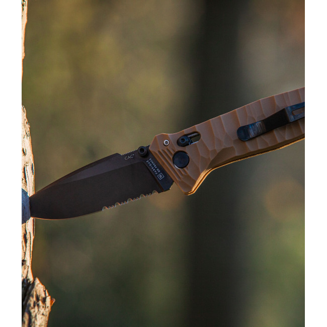 Nóż kieszonkowy Cac® S200 ząbkowany PA6 Vengeur Edition tan - TB Outdoor