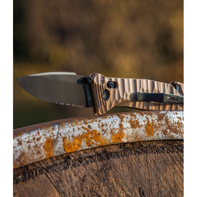 Nóż kieszonkowy Cac® S200 ząbkowany PA6 Vengeur Edition tan - TB Outdoor