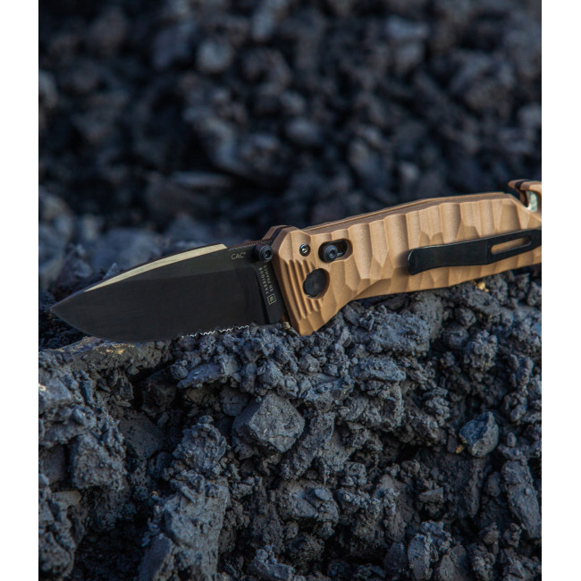 Nóż kieszonkowy Cac® S200 ząbkowany PA6 Vengeur Edition tan - TB Outdoor