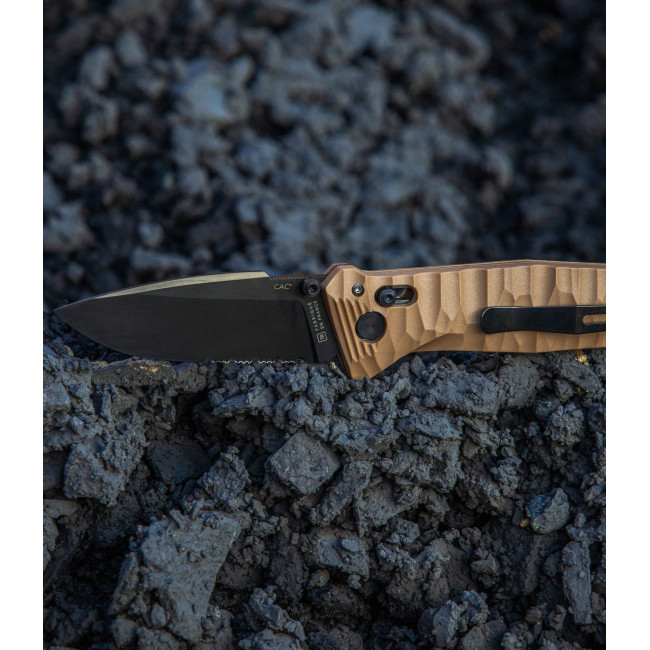 Couteau de poche Cac® S200 serration PA6 Vengeur Edition tan - TB Outdoor