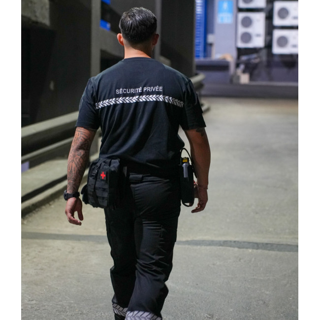 T-Shirt 210g Aufschriften und Streifen Private Sicherheit Schwarz - Safetek by GK