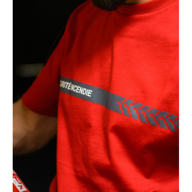 T-shirt 210g napisy i pasek Bezpieczeństwo Pożarowe Czerwony - Safetek by GK