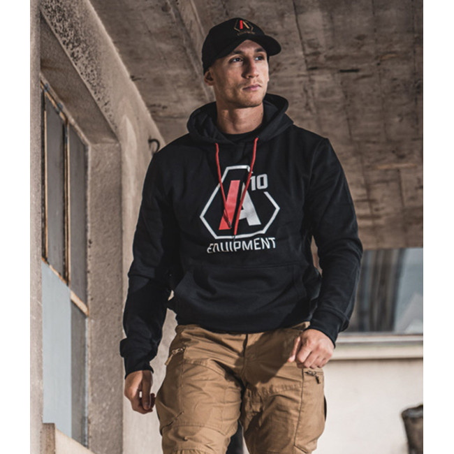 Hoodie A10 noir logos blanc / rouge - A10 Equipment