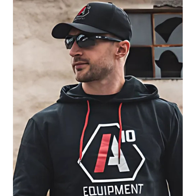 Stretch Fit Cap A10 Schwarz Logo Weiß/Rot - A10 Equipment