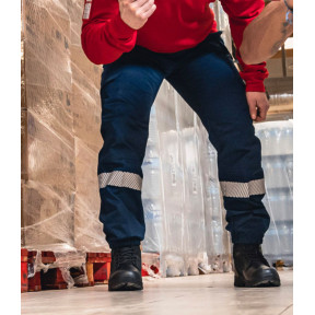 Pants with HV band and elasticated bottom V2 Sécu-One - Navy Blue - A10 Equipment