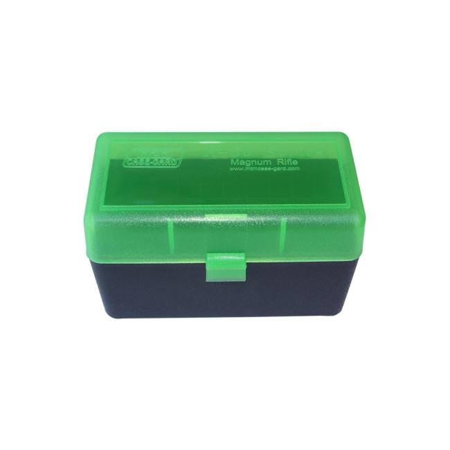 Munitionsbox 50 Patronen mit Deckel von 22lr bis 375 Rem Grün Schwarz - MTM Case-Gard