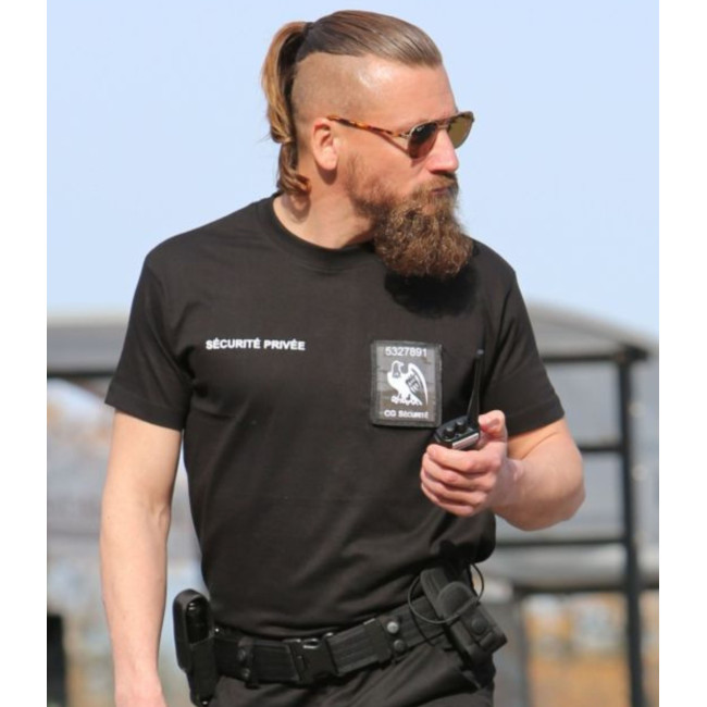 Tee-shirt Sécurité Noir avec grande fenêtre matricule - CityGuard