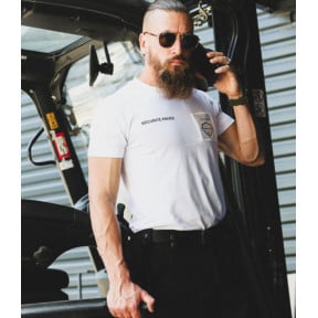 Tee-shirt Sécurité Blanc avec grande fenêtre matricule - CityGuard