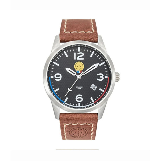 Montre AIRSHOW bracelet cuir marron - Patrouille de France