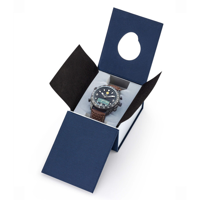 ATHOS 1 Uhr mit dunkelbraunem Lederarmband - Patrouille de France