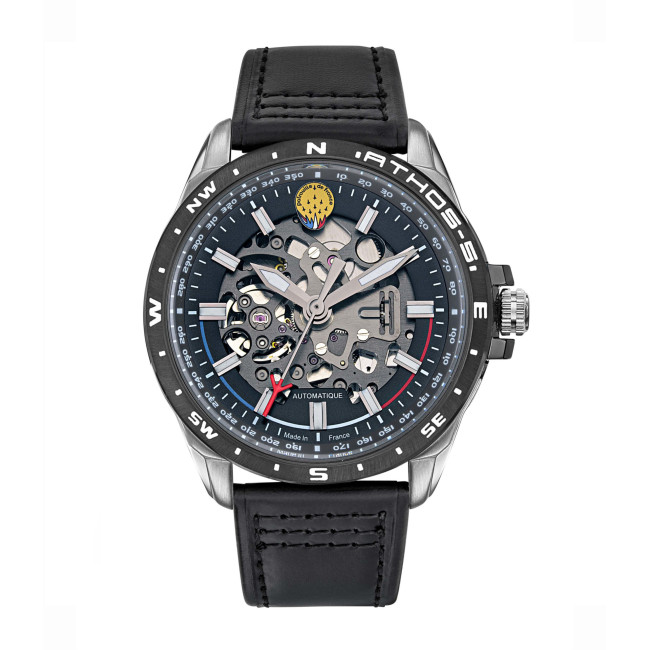 Montre ATHOS 5 bracelet cuir noir - Patrouille de France