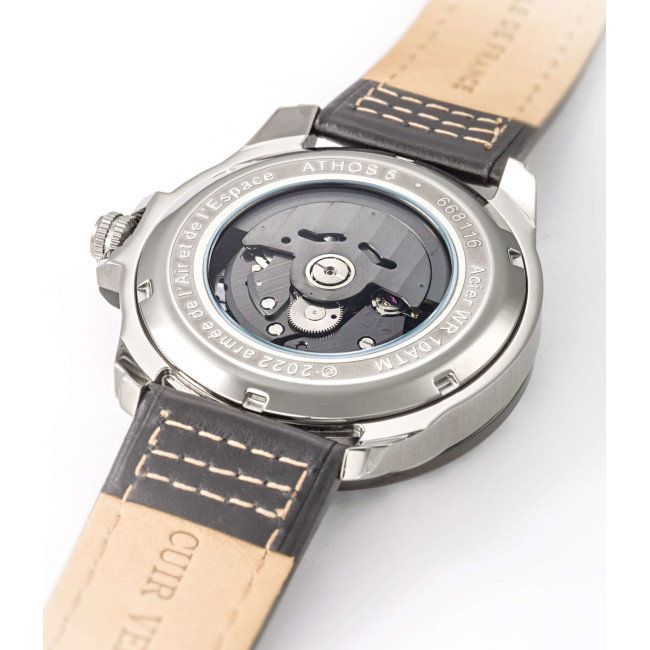Montre ATHOS 5 bracelet cuir noir - Patrouille de France
