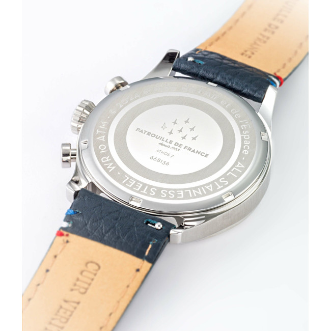 ATHOS 7 horloge blauwe leren armband - Patrouille de France
