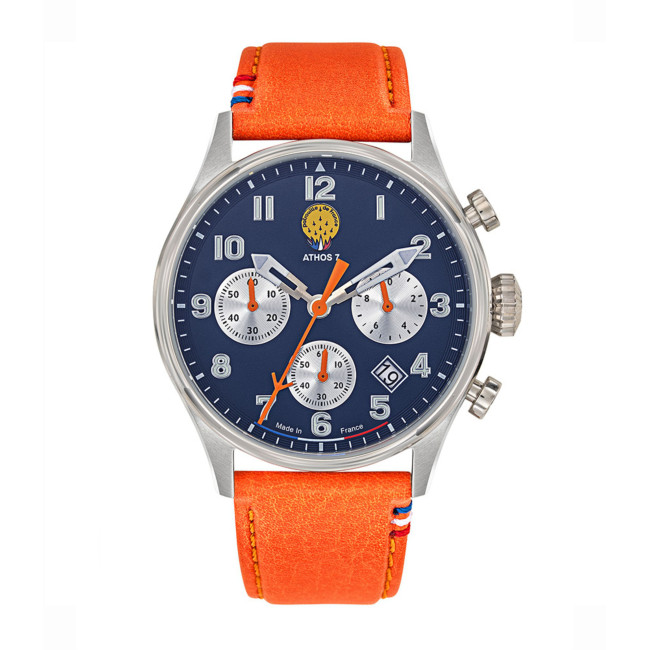 ATHOS 7 horloge oranje leren armband - Patrouille de France