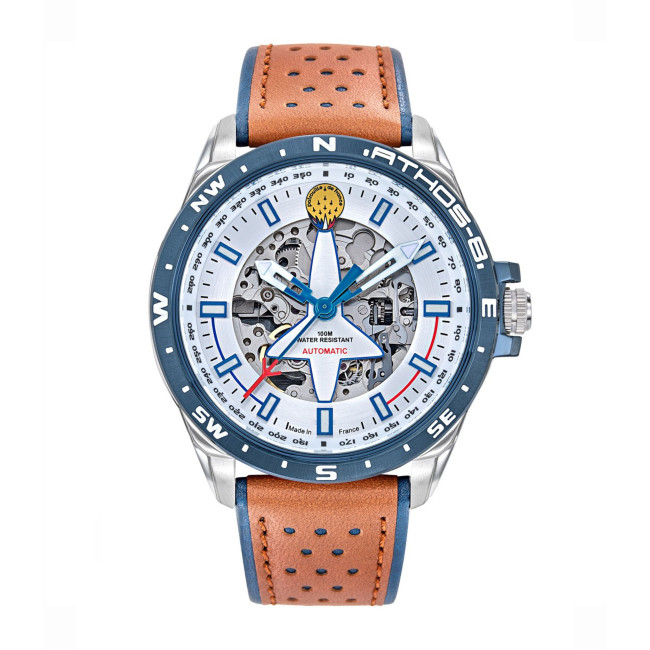 ATHOS 8 horloge leren armband en witte wijzerplaat - Patrouille de France