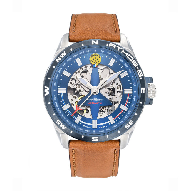 ATHOS 8 Uhr mit Lederarmband und blauem Zifferblatt - Patrouille de France