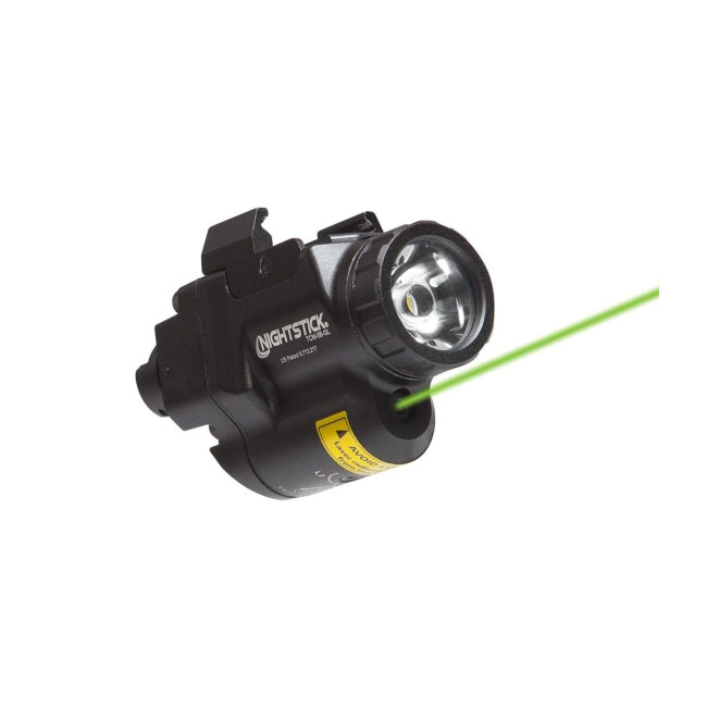 Lampe pour arme de poing compact rail court + laser vert 650 lumens strobe 1 CR123 - Nightstick