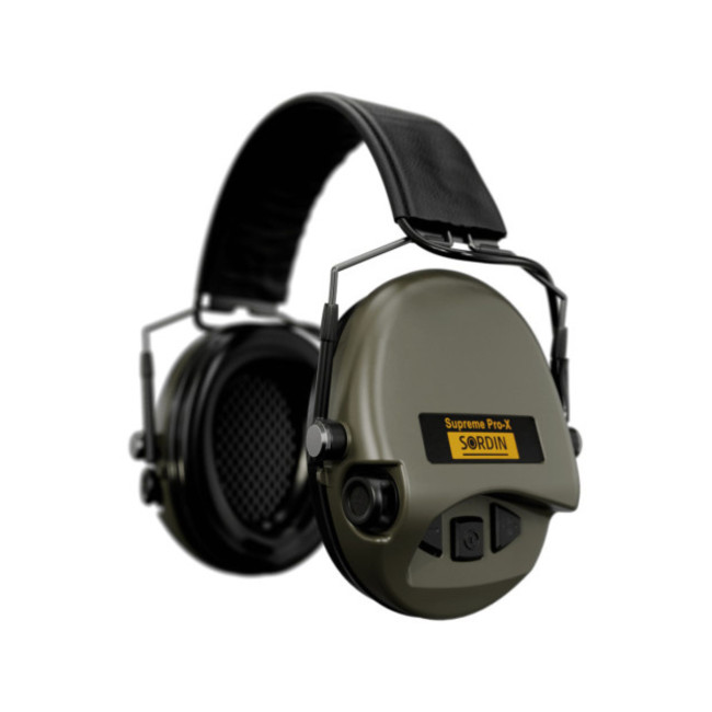 Casque anti-bruit Suprême Pro-X SLIM vert olive serre-tête cuir noir - MSA Sordin