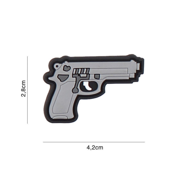 Patch arma de 9 mm em PVC 3D - cinzento - 101 Inc