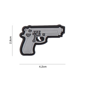 Patch arma de 9 mm em PVC 3D - cinzento - 101 Inc