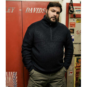 Pull V-hals met rits Zwart - Brandit
