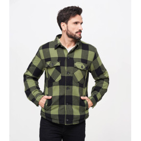 Veste en flanelle matelassée noir/olive - Brandit