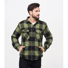 Veste en flanelle matelassée noir/olive - Brandit