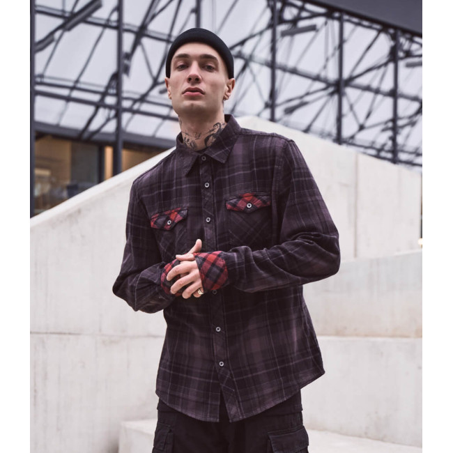 Koszula w kratę brązowo-czarna Flannel Duncan - Brandit