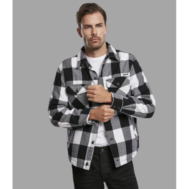 Gesteppte Flanelljacke weiß/schwarz - Brandit